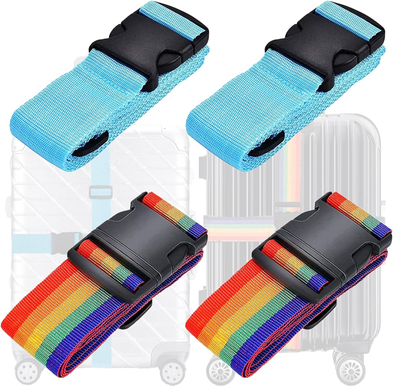 Set de 4 curele pentru troler Zeaying, poliester/plastic, multicolor, 200 x 5 cm
