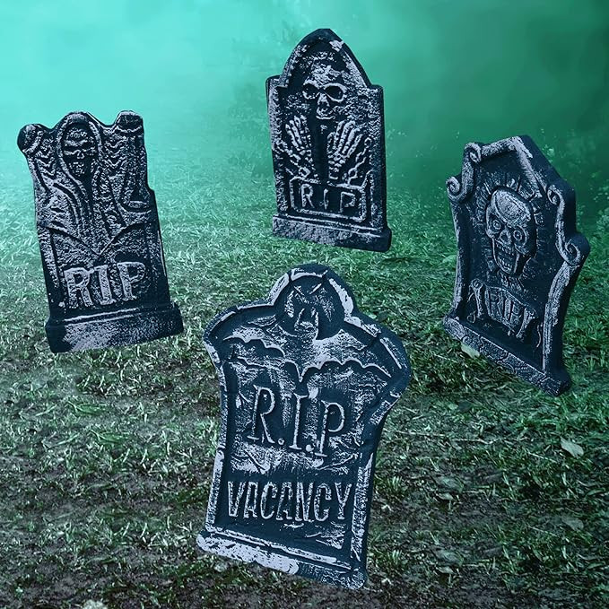 Set de 4 decoratiuni Halloween Prextex, spuma, negru, 43 cm