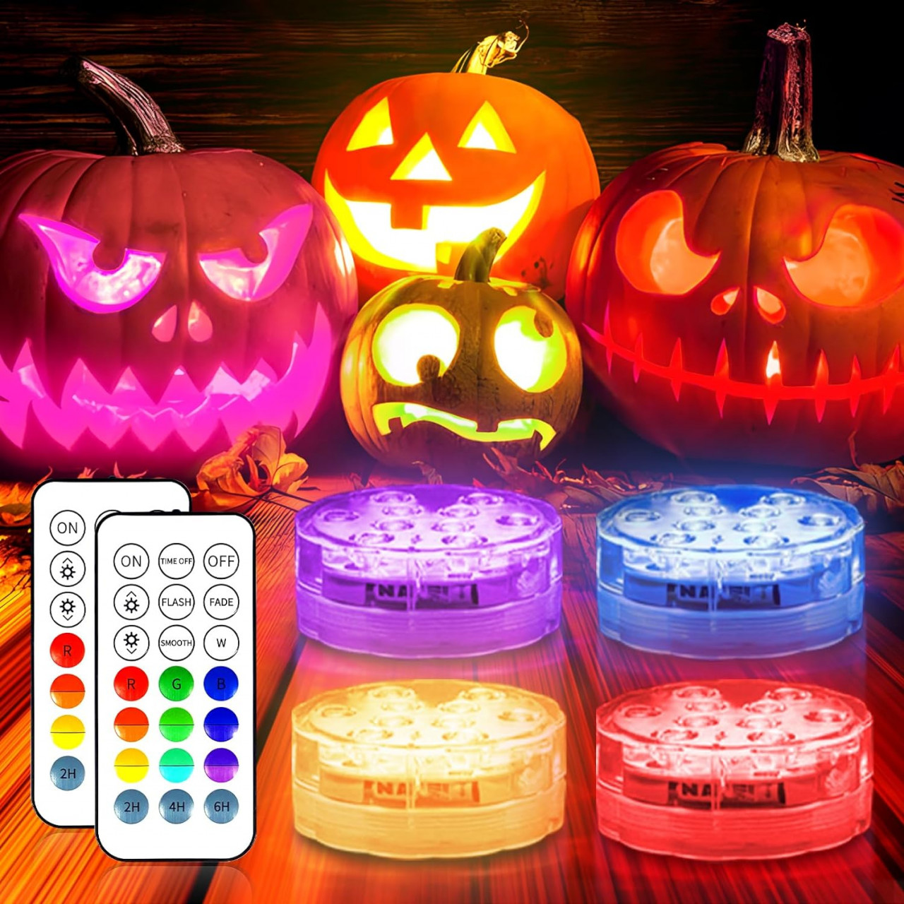 Set de 4 lumini submersibile Trayvespace, LED, RGB, sticla/plastic