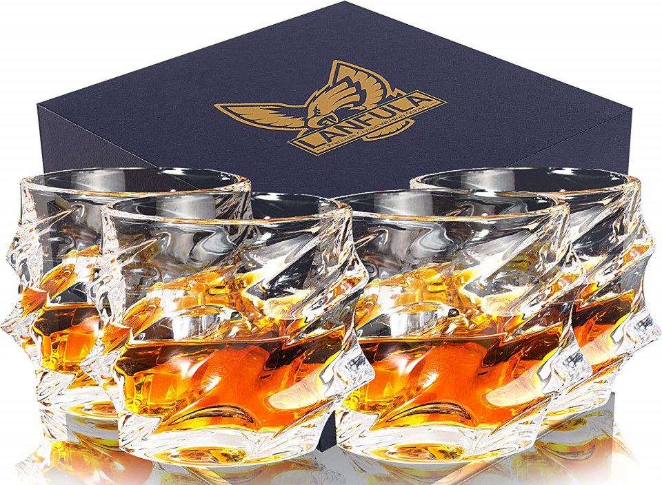 Set de 4 pahare pentru whisky LANFULA, sticla, transparent, 320 ml