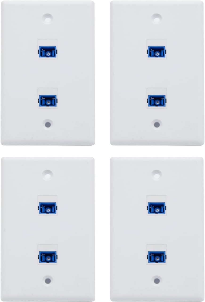 Set de 4 panouri cu 2 porturi pentru fibra optica cu adaptor SC SMF/MMF 10Gtek, plastic, alb/albastru, 115 x 70 mm