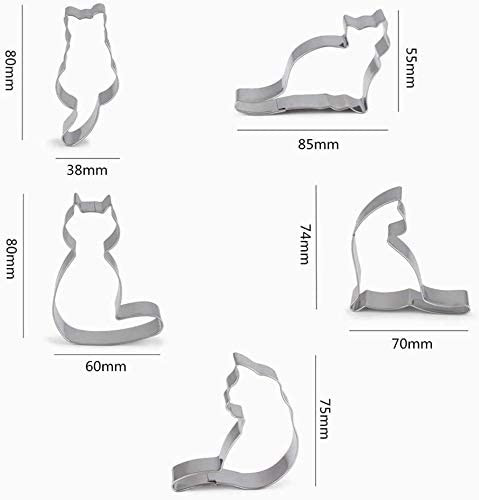 Poze Set de 5 forme pentru prajituri FOHYLOY, animale, otel inoxidabil, argintiu