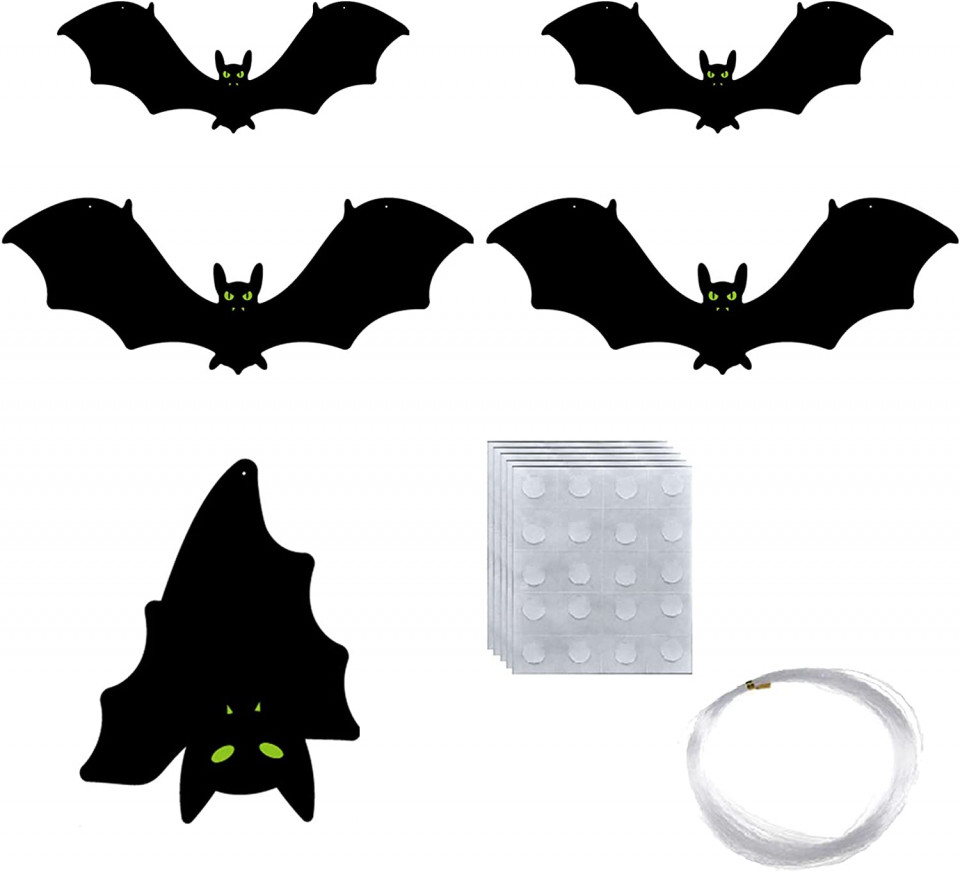 Set de 5 lilieci pentru Halloween TMRB Besty, plastic, negru