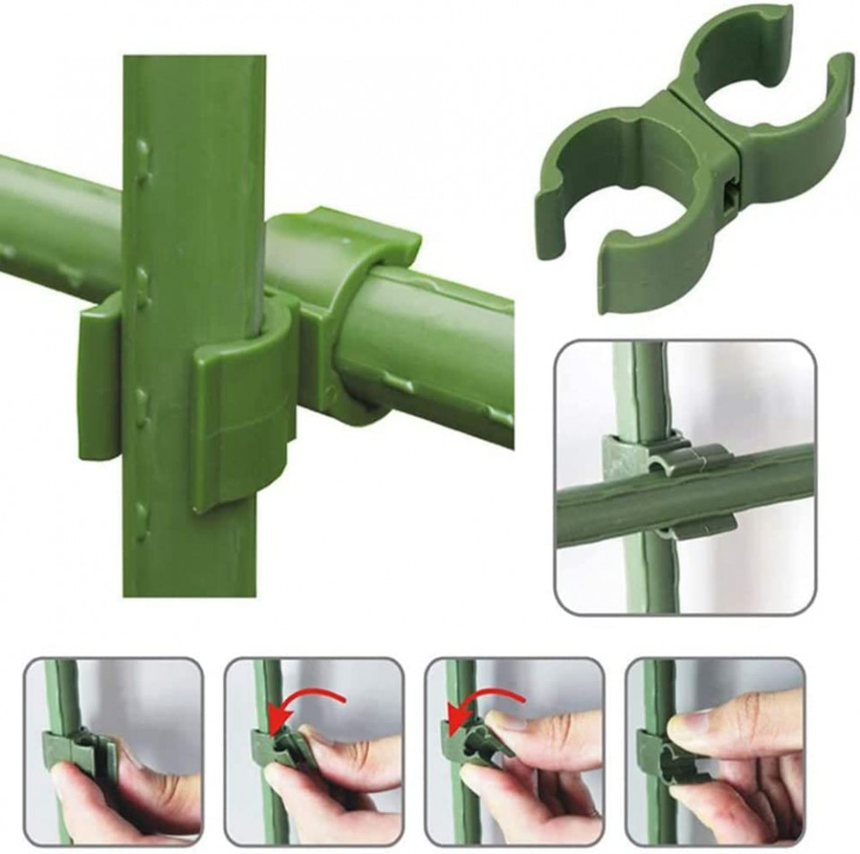 Poze Set de 50 conectori pentru tomate Miiooan, PP, verde, 11mm