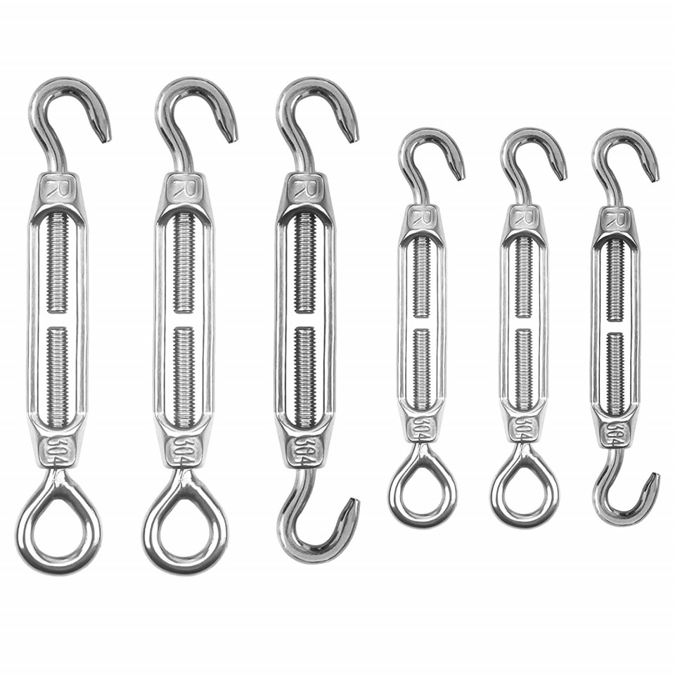Set de 6 carlige pentru umbrele/corturi M4/M6 Homsyway, otel inoxidabil, argintiu