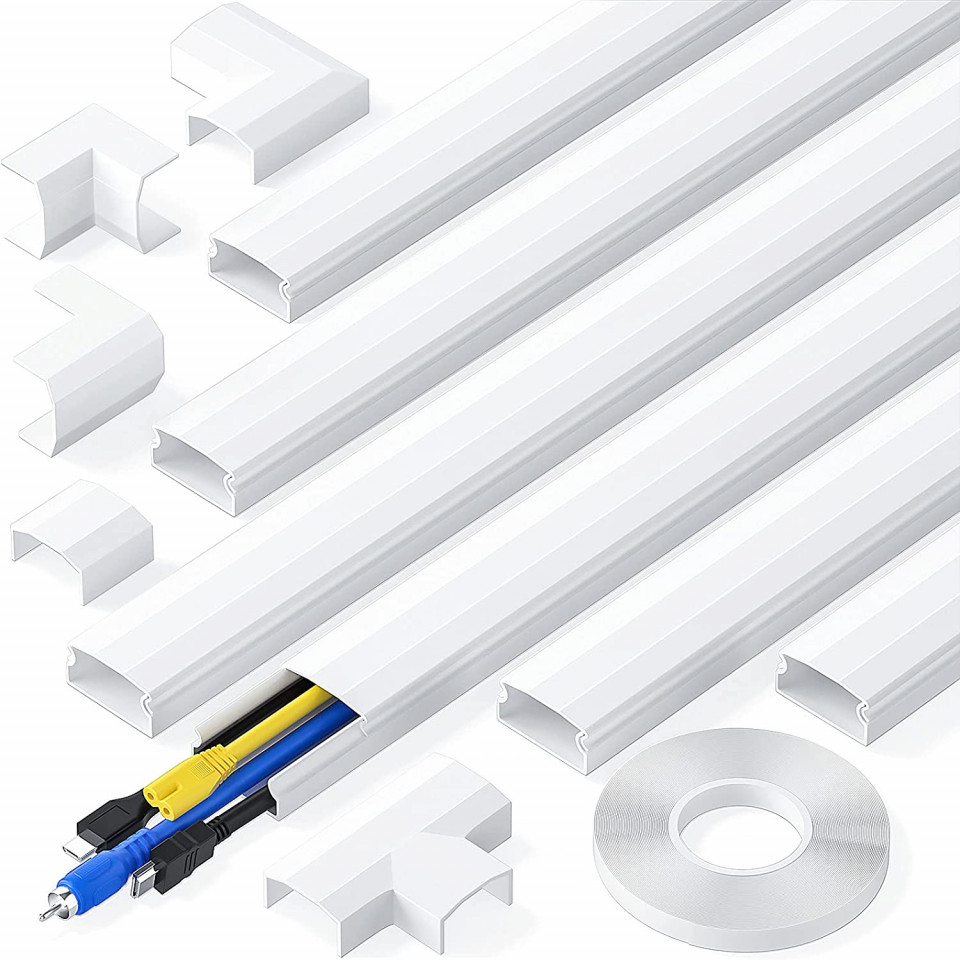 Set de 6 conducte autoadezive pentru mascare cabluri kinkaivy, PVC, alb, 40 x 1,7 x 3 cm Bricolaj 2023-09-28 3