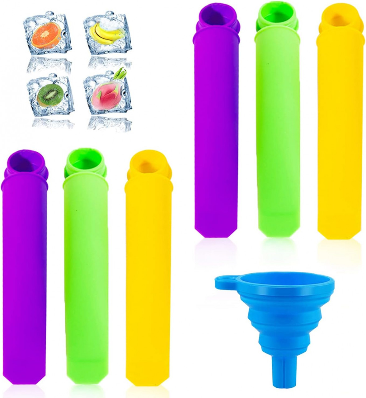 Set de 6 matrite si palnie pentru inghetata WELLXUNK, silicon, multicolor, 14,5 x 4 cm
