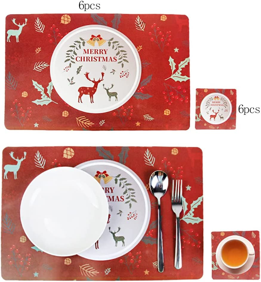 Set de 6 naproane pentru farfurii si 6 naproane pentru cani Anyingkai, PVC, multicolor