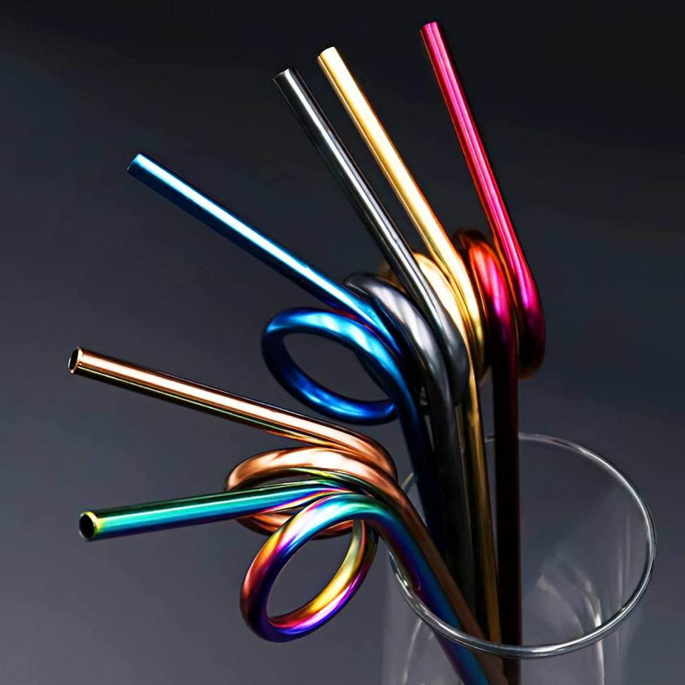 Poze Set de 6 paie reutilizabile Qpout, metal, multicolor, 22 cm