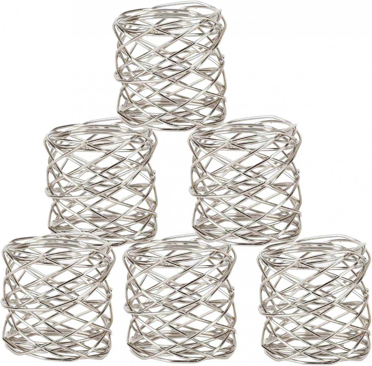 Set de 6 suporturi decorative pentru servetele India Artistic, aliaj, argintiu, 6,3 x 2,5 cm