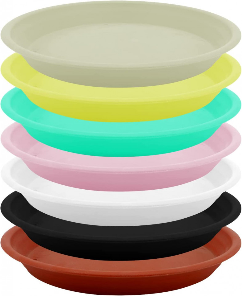 Set de 7 farfurii pentru ghivece Shineyoo, plastic, multicolor, 32,4 x 2,8 cm