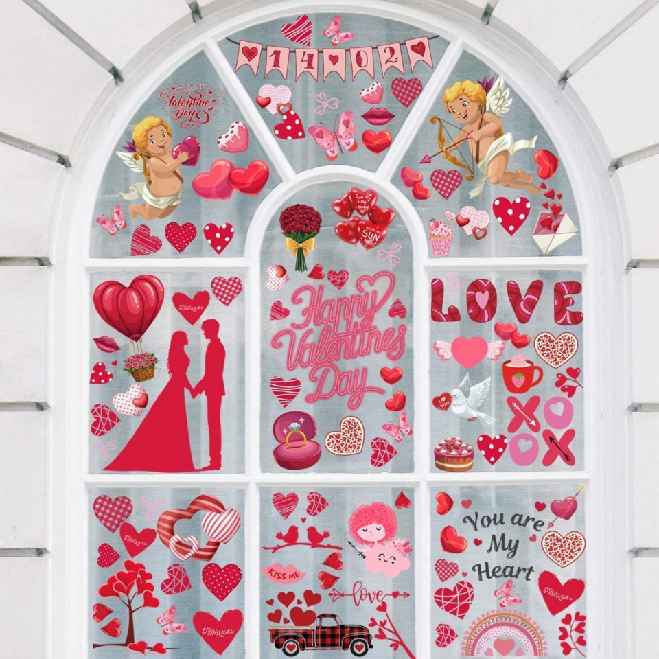 Set de 8 foi cu autocolante pentru Valentine’s Day Bdecoll, hartie, rosu, 144 piese chilipirul-zilei.ro/
