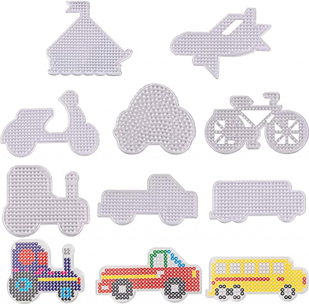 Set de 8 matrite cu diferite masini Xinlie, plastic, transparent