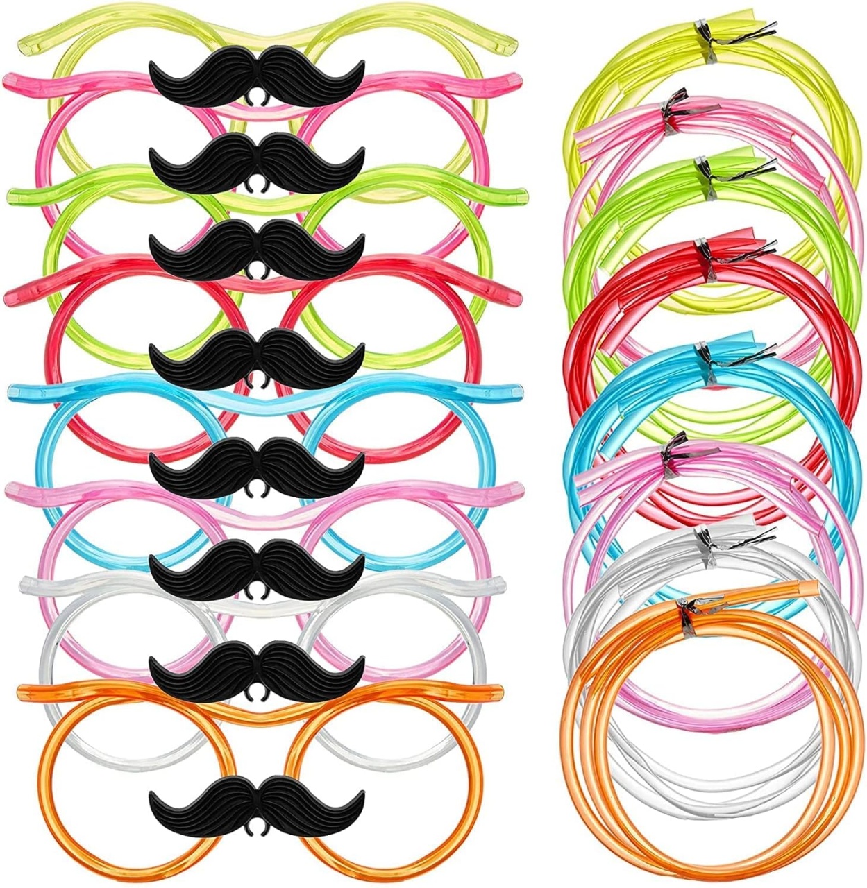 Set de 8 ochelari cu paie pentru bauturi Jeffouoooo, plastic, multicolor, 13,5 x 5,2 cm