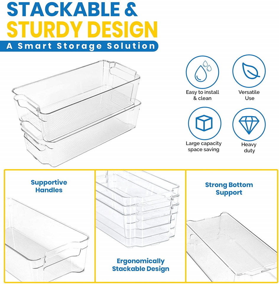 Poze Set de 8 organizatoare pentru frigider Kichly, plastic, transparent