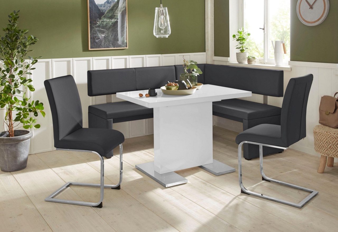 Set de doua scaune Charissa, picioare metalice, Negru