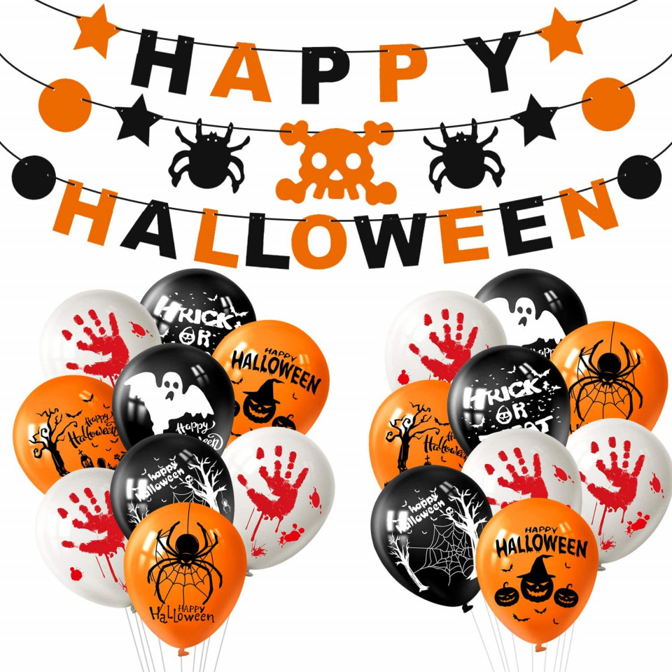 Set de petrecere de Halloween MIAHART, latex/plastic, multicolor, 18 piese Accesorii imagine noua