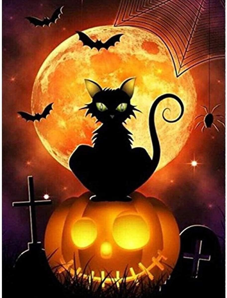 Set de pictura cu diamante Golden maple, model Halloween, multicolor, panza/rasina, 30 x 40 cm