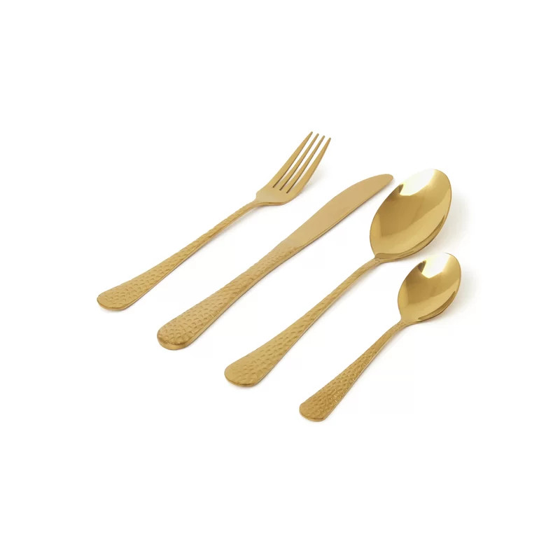 Set de tacamuri Oswego, otel inoxidabil, auriu, 16 piese