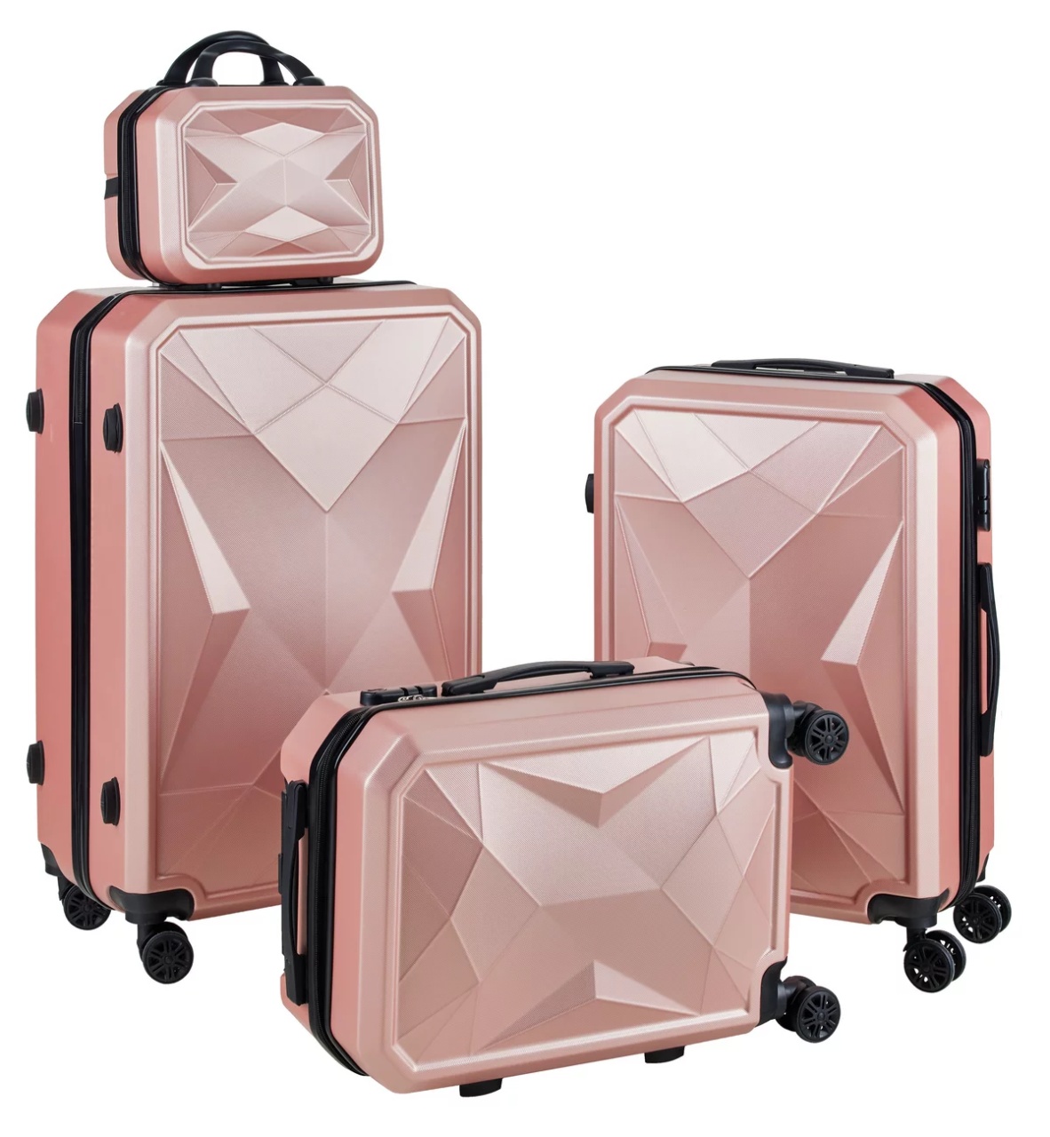 Set de trolere / valize de călătorie, 4 piese, Rose Gold