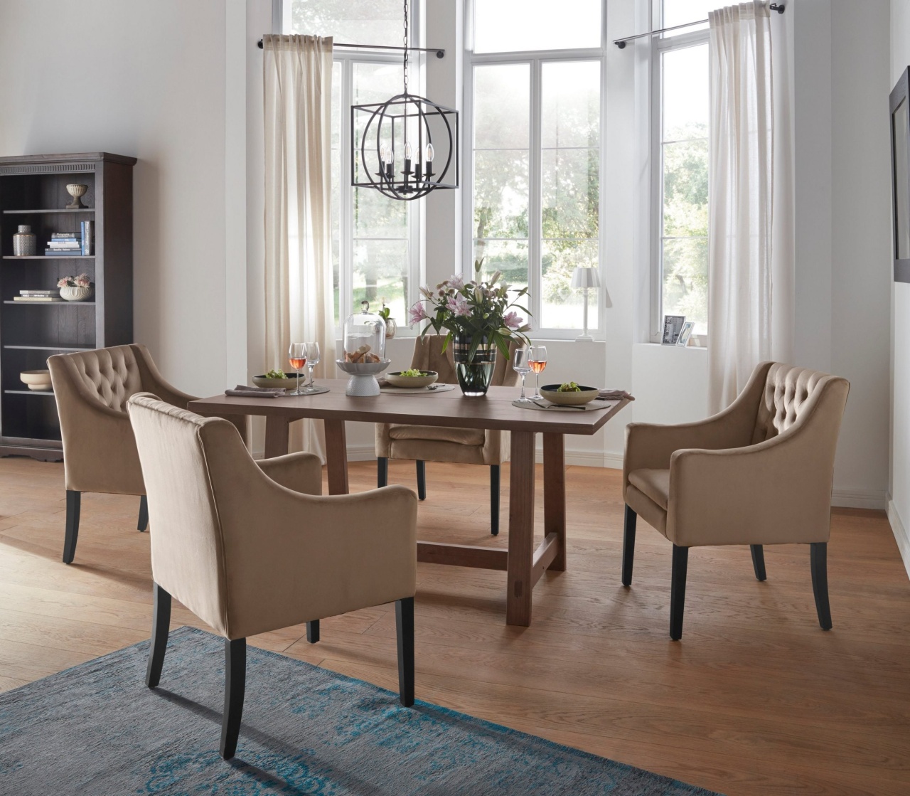 Set patru scaune Timbers, Catifea, Cappuccino