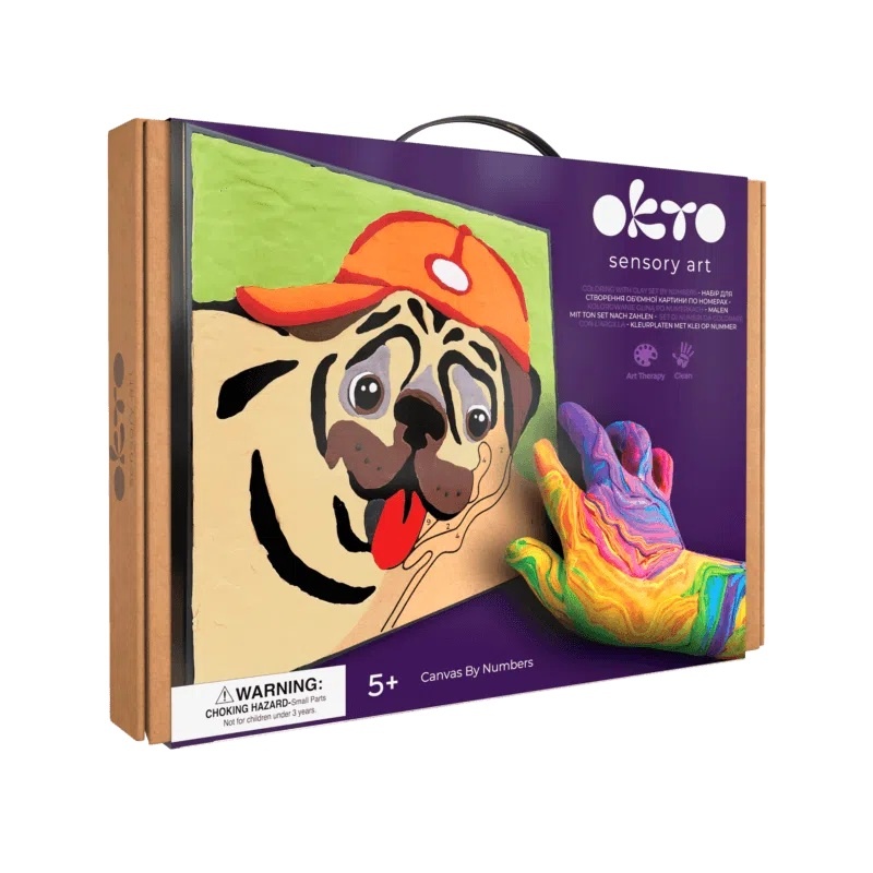 Set pictura cu argila usoara, 29*29 cm - Pug Dog
