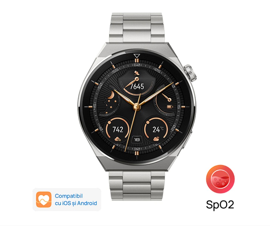 Smartwatch Huawei Watch GT 3 PRO, Titanium Strap, Light, Resigilat, Grad A