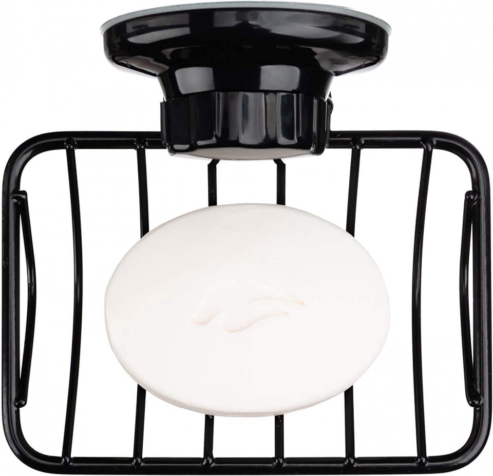 Poze Suport pentru sapun ARCCI, negru, otel inoxidabil, 13,5 cm x 9,5 cm x 3,2 / 7 cm