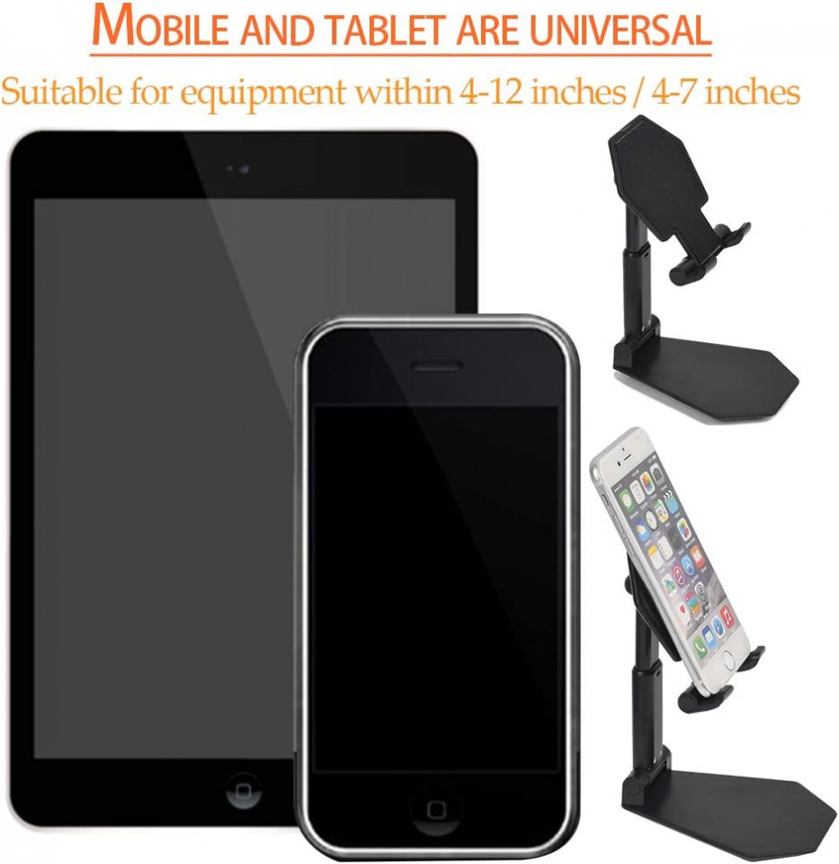 Poze Suport reglabil pentru telefon, plastic/metal, negru, 15,5 cm