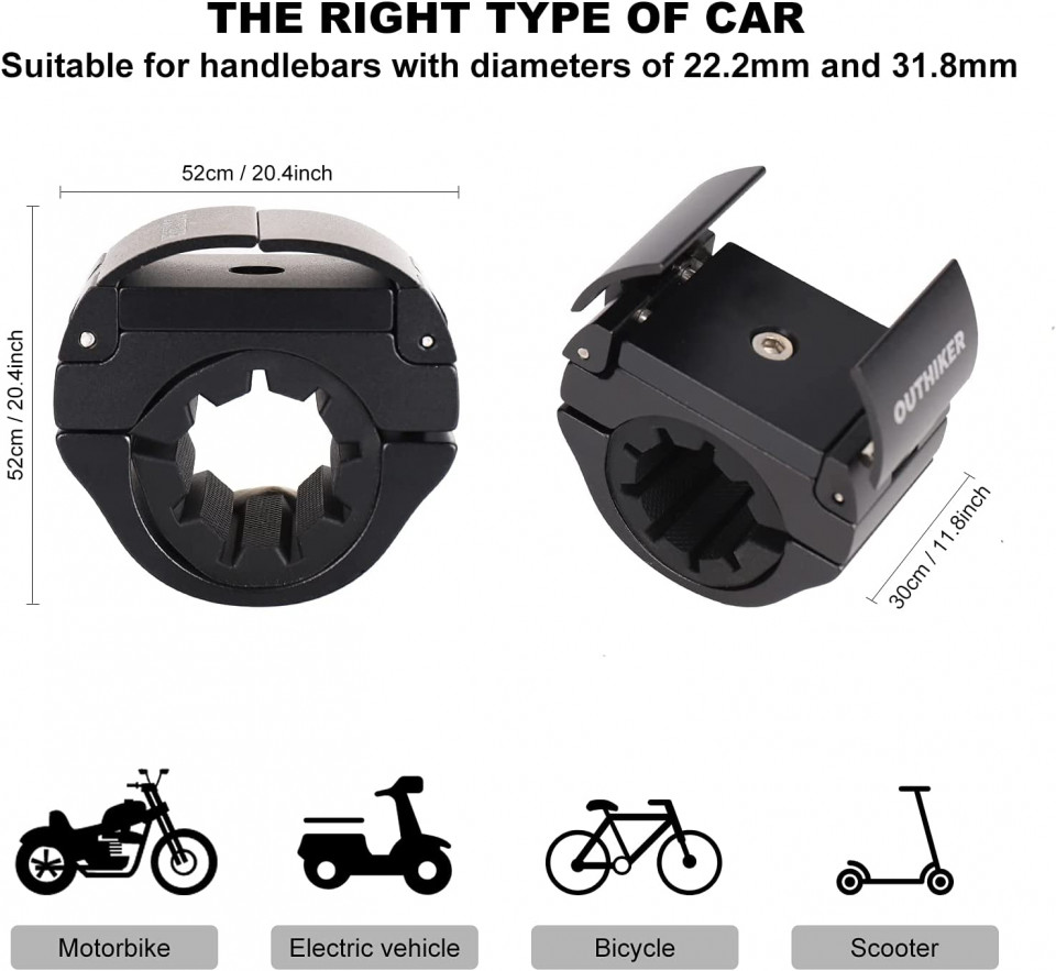 Poze Suport telefon pentru bicicleta OUTHIKER, aluminiu, negru, 52 x 52 cm
