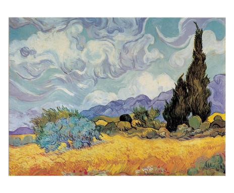 Tablou Cypress Trees (Van Gogh), MDF/panza, multicolor, 83 cm – 103 cm chilipirul-zilei imagine noua