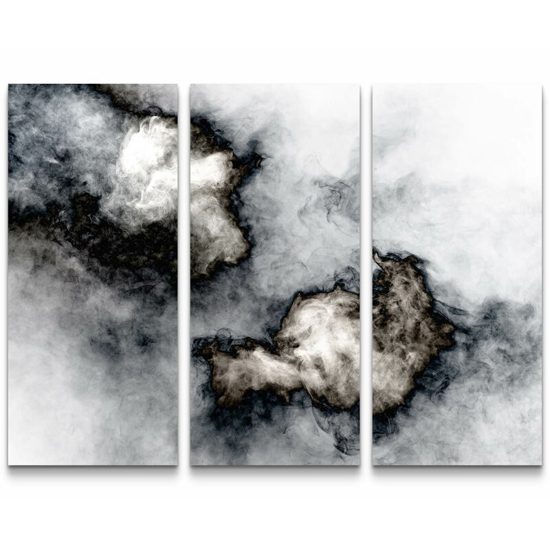 Tablou Smoke, 3 piese, panza, gri, 90 x 130 x 3 cm chilipirul-zilei.ro imagine noua modernbrush.ro