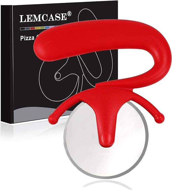 Taietor pentru pizza Lemcase, otel inoxidabil, argintiu/rosu, 16 x 13,5 x 1,2 cm