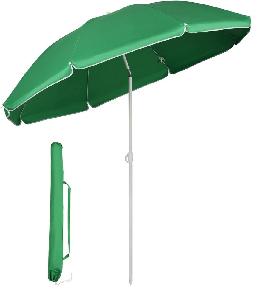 Umbrela de protectie solara Sekey®, verde, poliester, UV20+, 160 cm