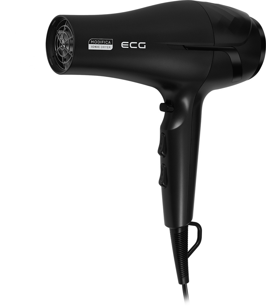 Uscator de par cu ionizare ECG Modifica Nera Grande+, 2200 W, 2 viteze, 3 niveluri de temperatura, difuzor, negru
