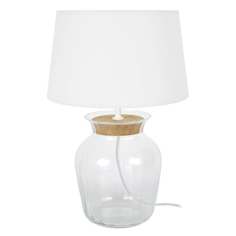 Veioza Hinderliter, sticla/bumbac, transparent/alb, 45 x 30 x 30 cm