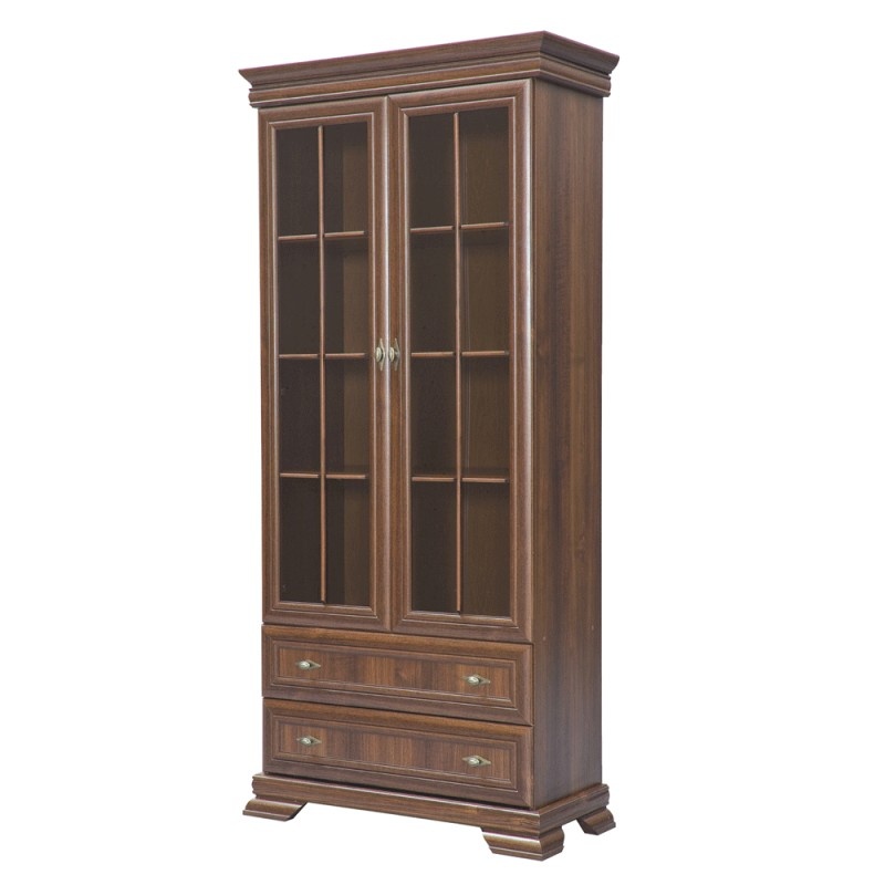 Vitrina living VMW2, 2 usi, 2 sertare, Nuc, 88 x 40 x 193 cm