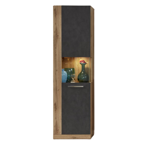 Vitrina Raúl, lemn masiv, maro/gri, 186 x 52 x 34 cm chilipirul-zilei.ro/ imagine noua somnexpo.ro