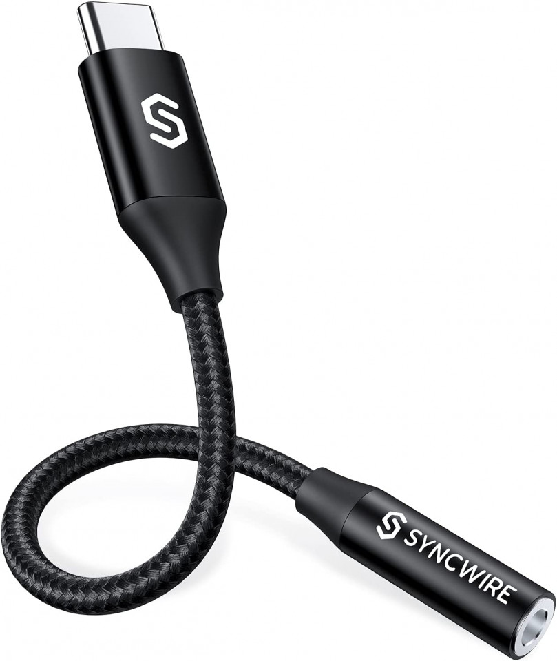 Adaptor USB C Syncwire, AUX 3.5 mm, negru 3.5