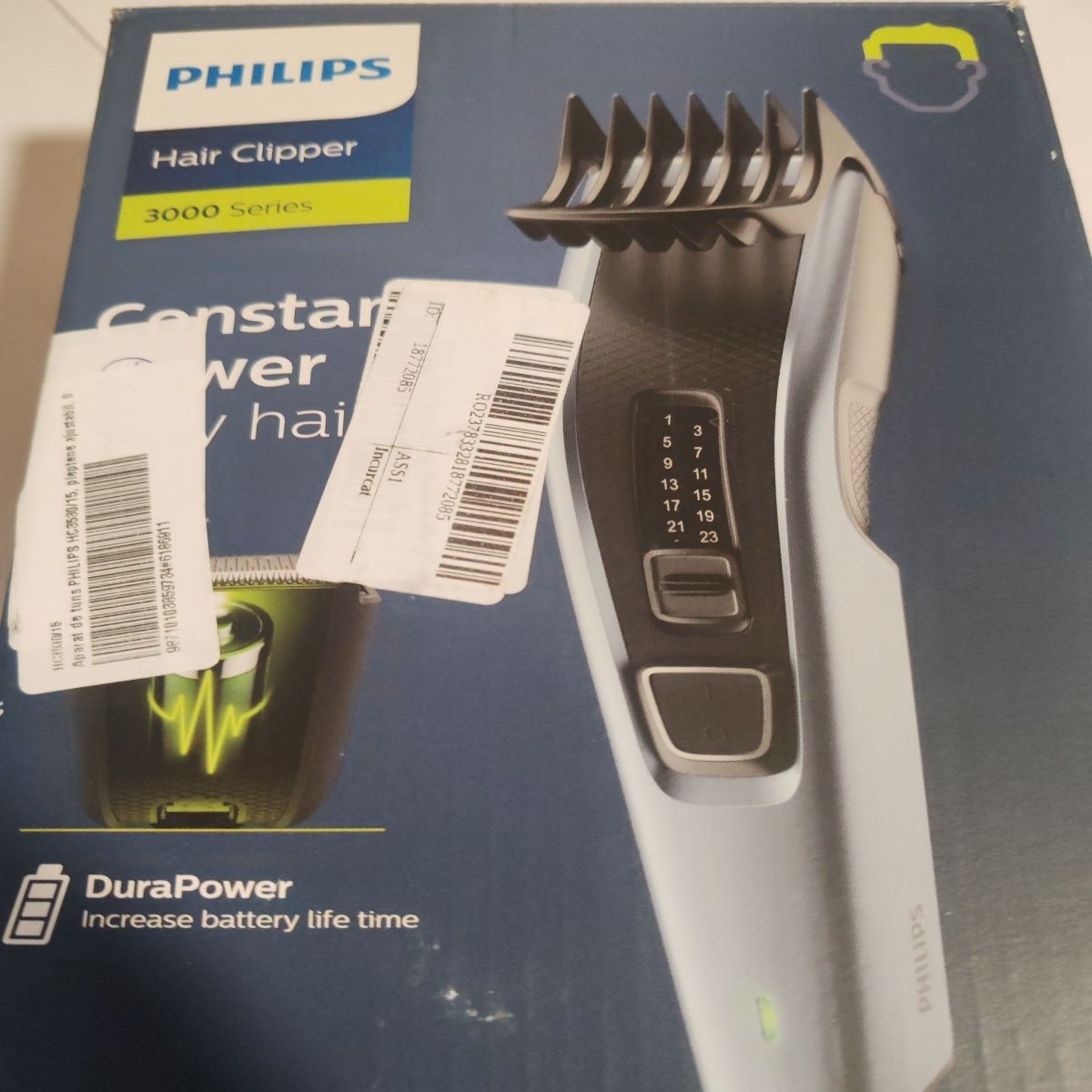 Aparat de tuns PHILIPS HC3530/15, pieptene ajustabil, 0.5-23mm, 13 trepte, 75 min, Negru/Gri, Resigilat, Grad A