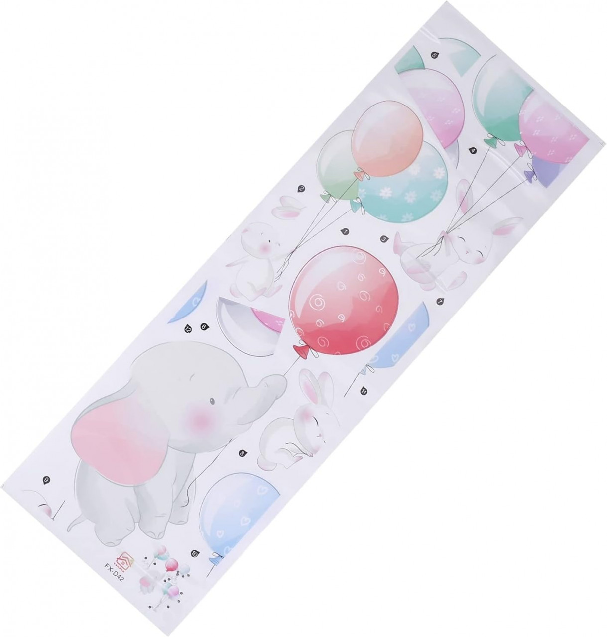 Autocolant de perete pentru copii Bzocio, PVC, multicolor, 64 x 64 cm