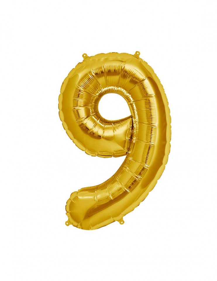 Balon aniversar Maxee, cifra 9, auriu, 40 cm image16