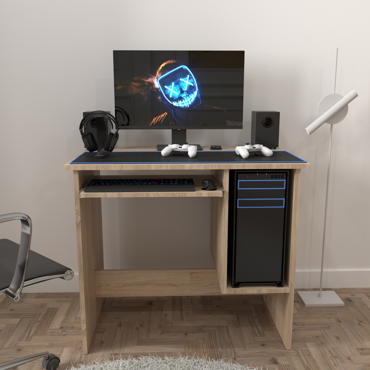 Birou Copii Atelier Dallas, dimensiuni 90x55x75 cm. culoare sonoma, suport tastatura