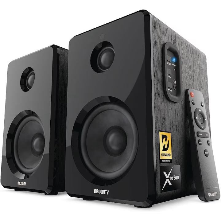 Boxe PC active 2.0, Majority, D40, Bluetooth, HiFi amplificate cu intrare optica, RCA, USB si AUX, 60 W, resigilat
