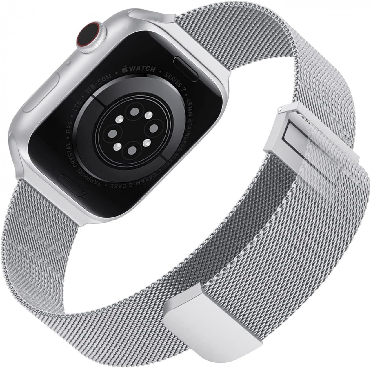 Bratara metalica compatibila cu Apple Watch Tuocal, otel inoxidabil, argintiu, 42 / 44 /45 mm