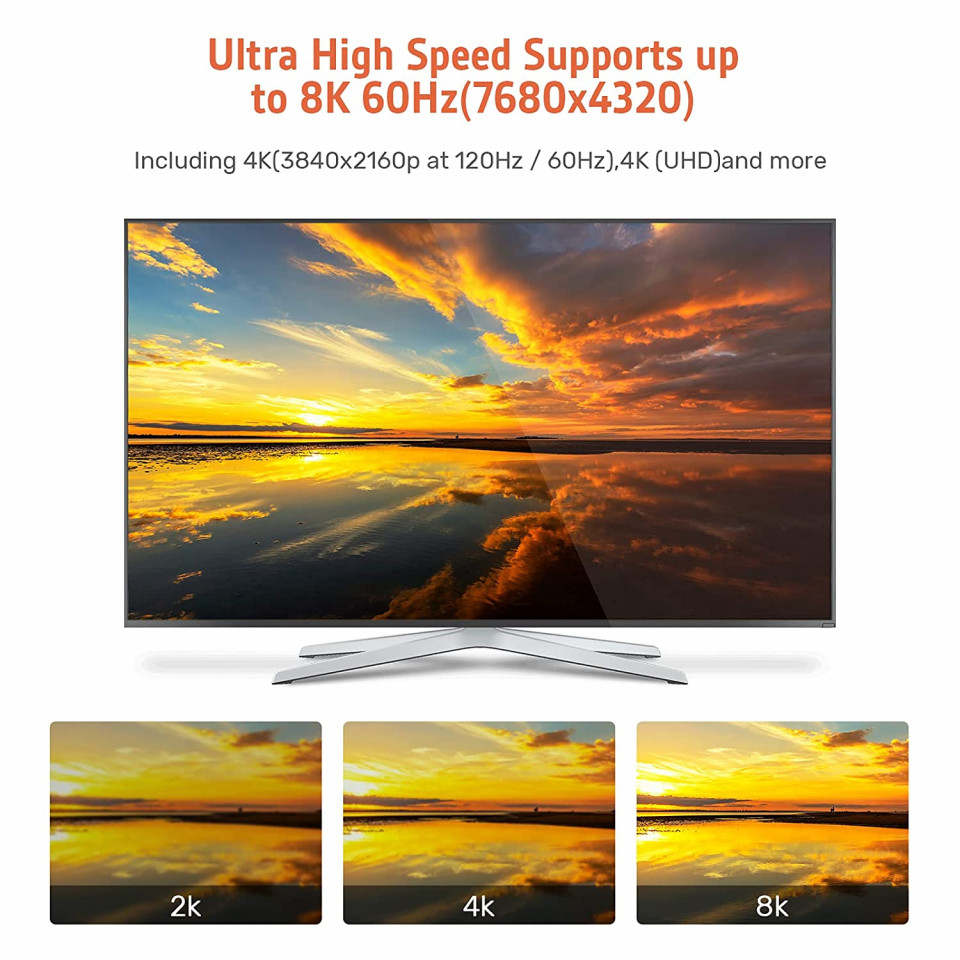 Poze Cablu HDMI Alxum, 8K, negru/gri, 2 m