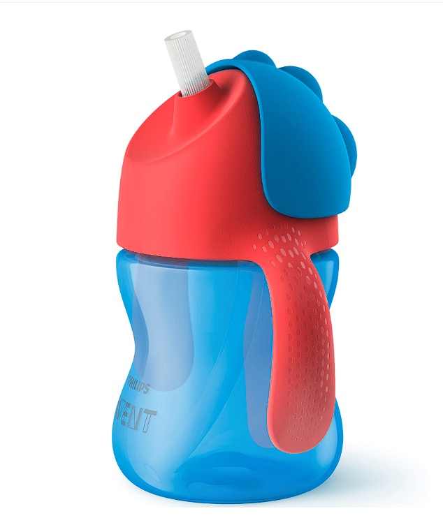 Cana cu pai Philips Avent SCF796/01, 9 luni, 200 ml, Albastru/Rosu, Resigilat, Grad A