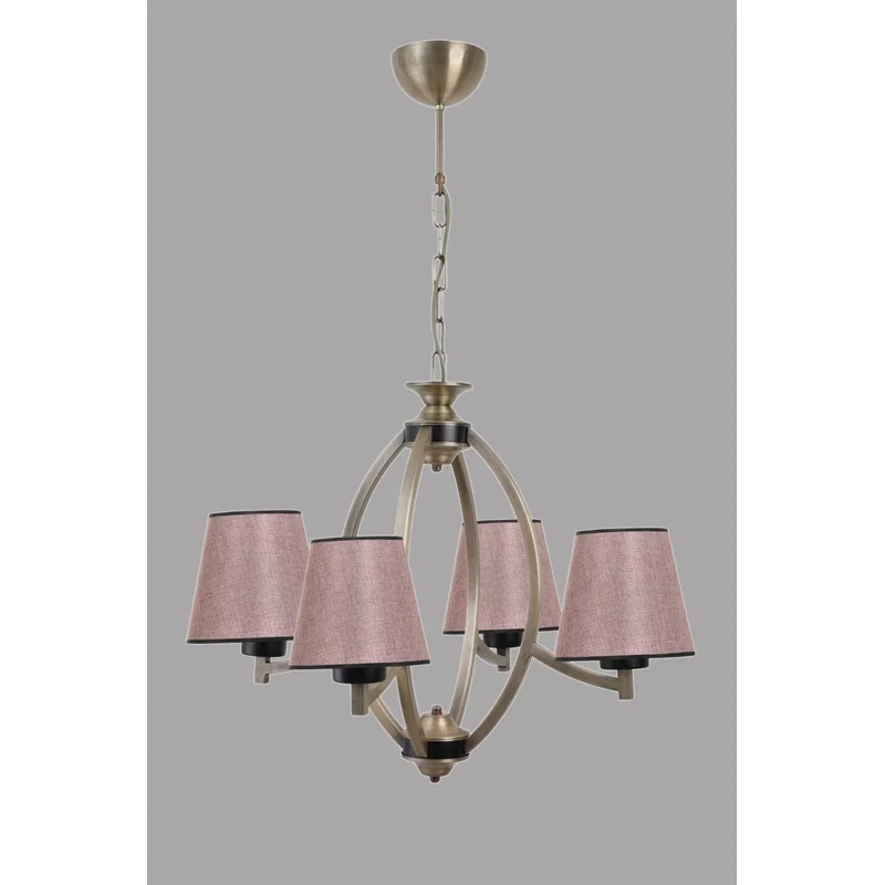 Candelabru Roberson, 4 lumini, metal/poliester, auriu/bej, 40 x 60 x 80 cm