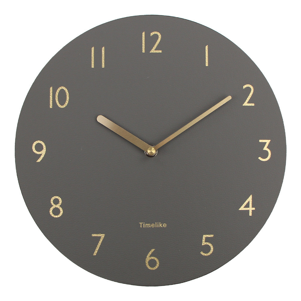 Ceas de perete Creative Light Silent, piele/metal, gri/auriu, 30 cm