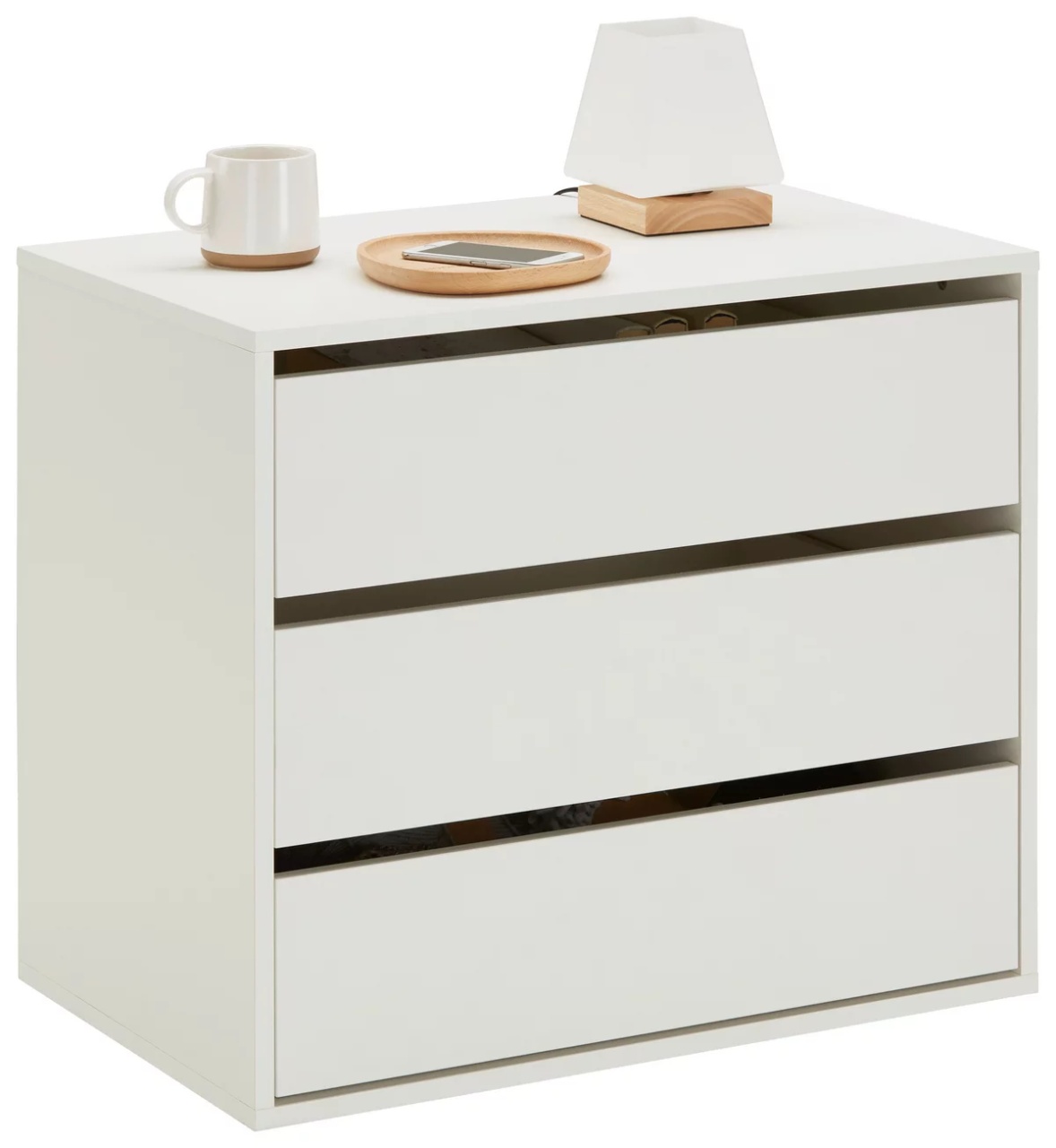 Comoda cu 3 sertare Trevor, alba, 70/61/44 cm